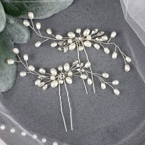 Elegant Silver and Pearl Hair Pins